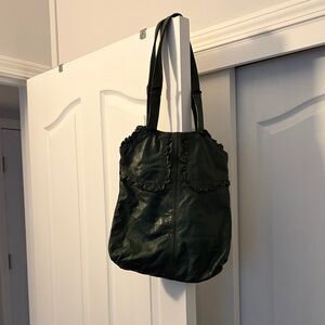 Lucky Elegant Emerald Green Leather Tote Bag